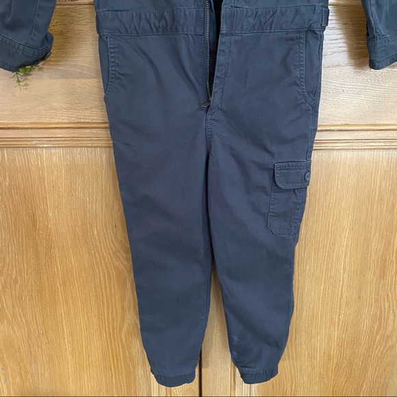 Boys Cat & Jack Long Sleeve Woven Dark Gray Romper Zipper front 5 - Picture 2 of 10